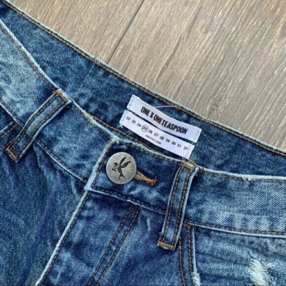 Free People One Teaspoon High Waist Bonita Jeans Short fringe Distressed Cutoffs - Picture 12 of 15